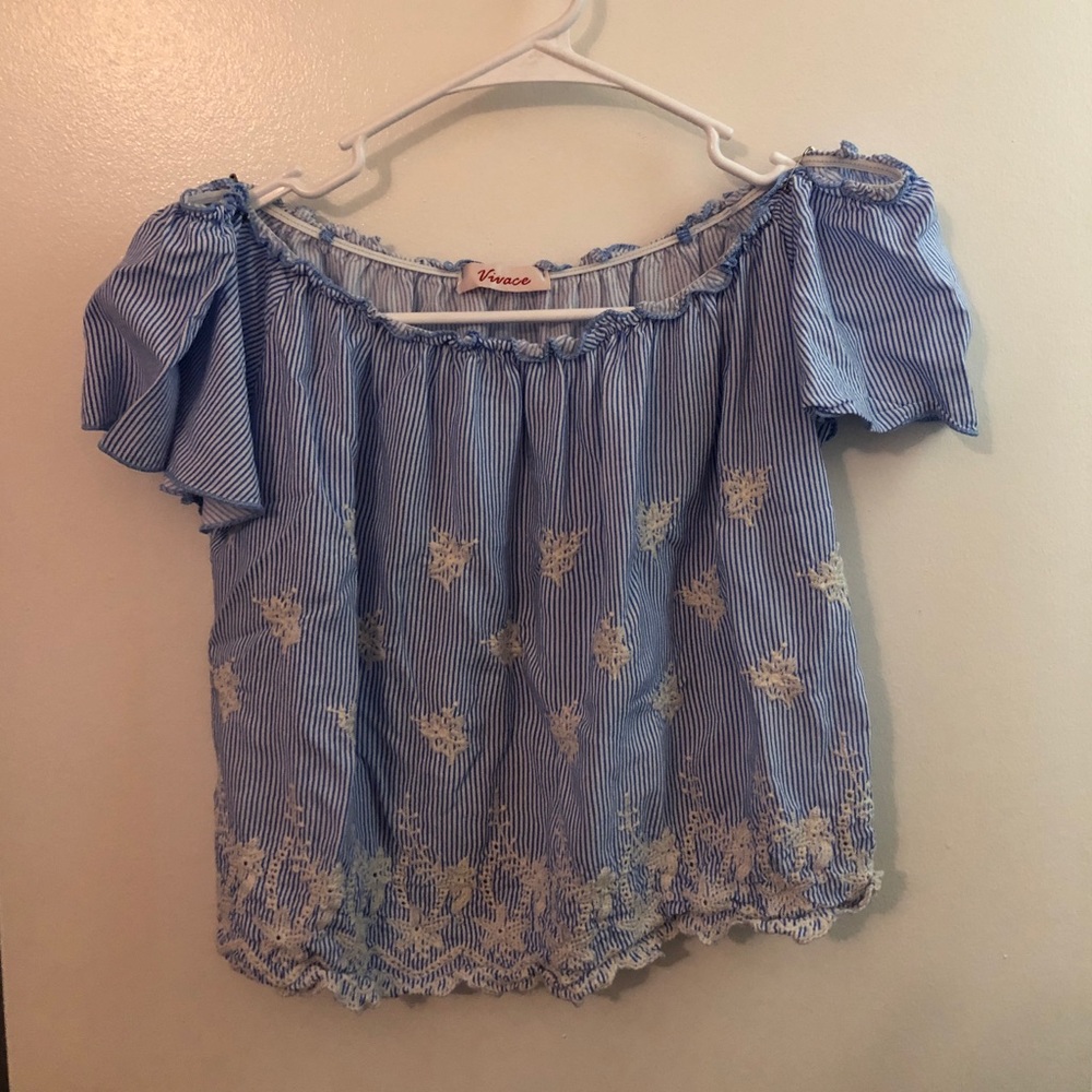 off the shoulder short sleeve shirt